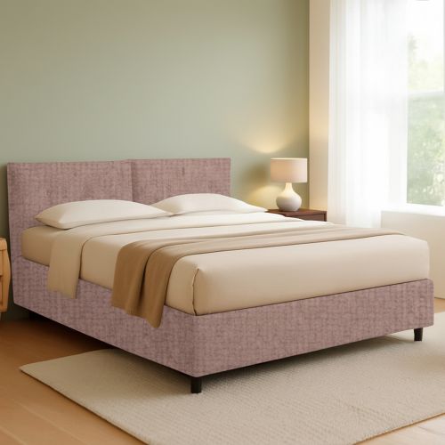 Letto Piazza e Mezza Rosa Antico Sfoderabile Contenitore, Dimensione Materasso 120x190 cm - Forli