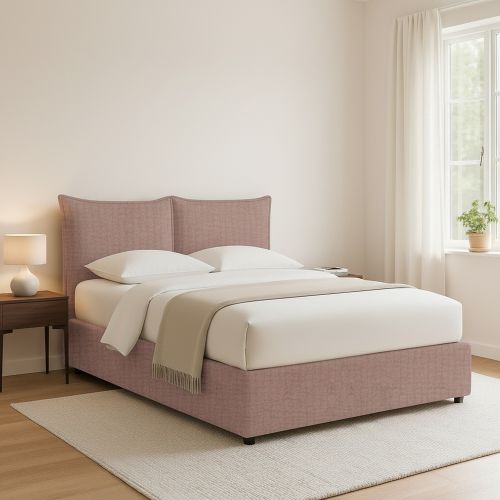 Letto Piazza e Mezza Rosa Antico Sfoderabile Contenitore, Dimensione Materasso 120x190 cm - Rabbi