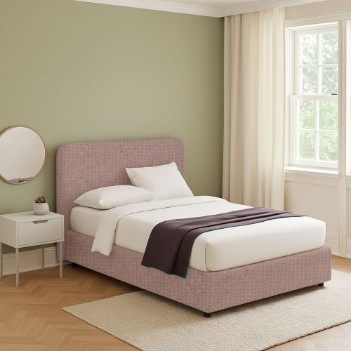 Letto Piazza e Mezza Rosa Antico Sfoderabile Contenitore, Dimensione Materasso 120x190 cm - Rodero