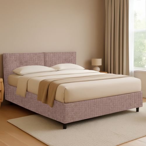 Letto Piazza e Mezza Rosa Antico Sfoderabile Contenitore, Dimensione Materasso 120x200 cm - Concesio