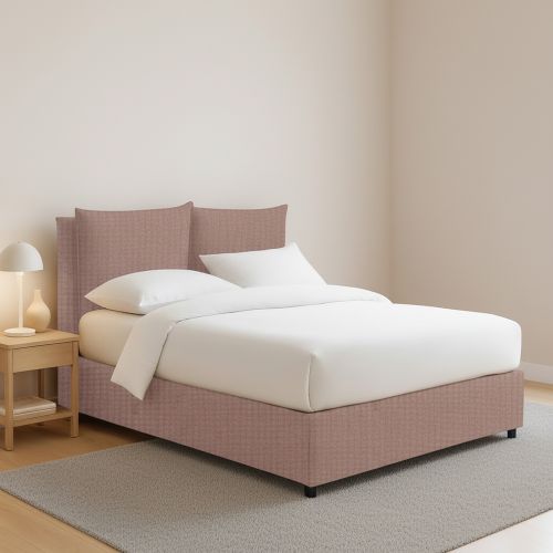 Letto Piazza e Mezza Rosa Antico Sfoderabile Contenitore, Dimensione Materasso 120x200 cm - Diamante