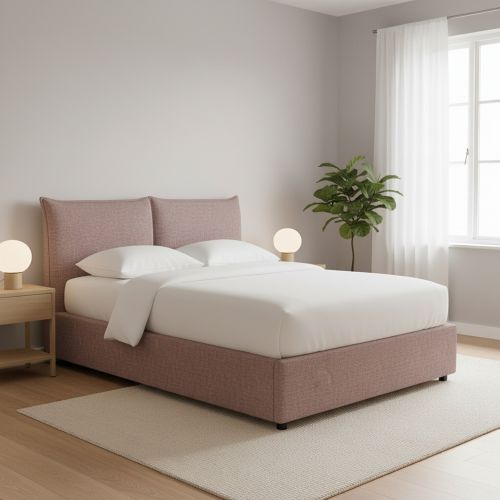 Letto Piazza e Mezza Rosa Antico Sfoderabile Contenitore, Dimensione Materasso 120x200 cm - Marmora