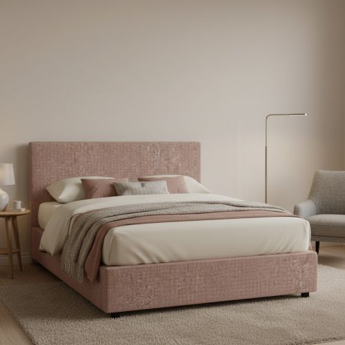 Letto Piazza e Mezza Rosa Antico Sfoderabile Contenitore, Dimensione Materasso 120x200 cm - Noceto