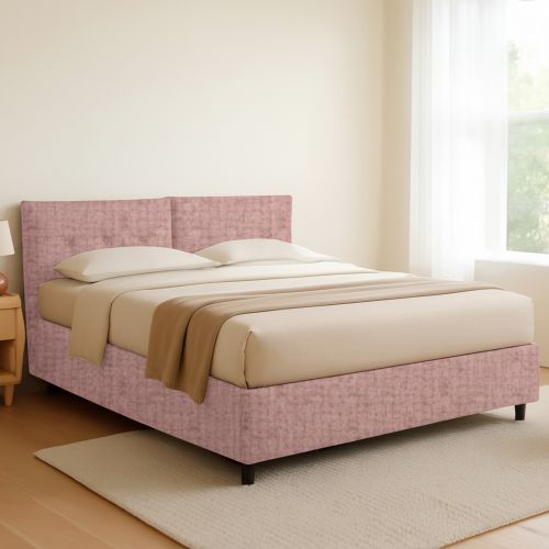 Letto Piazza e Mezza Rosa Sfoderabile Contenitore, Dimensione Materasso 120x190 cm - Forli