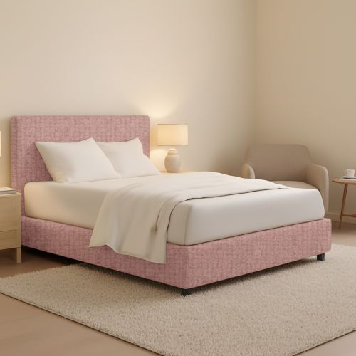 Letto Piazza e Mezza Rosa Sfoderabile Contenitore, Dimensione Materasso 120x190 cm - Medolago