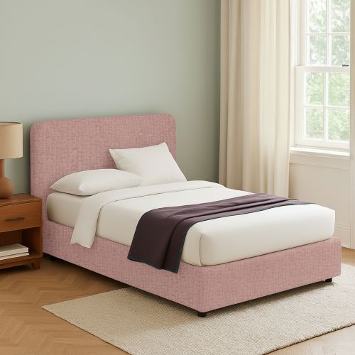 Letto Piazza e Mezza Rosa Sfoderabile Contenitore, Dimensione Materasso 120x190 cm - Rodero