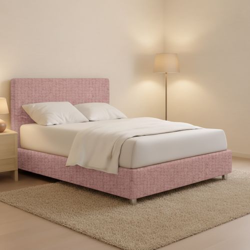 Letto Piazza e Mezza Rosa Sfoderabile Contenitore, Dimensione Materasso 120x200 cm - Codevigo