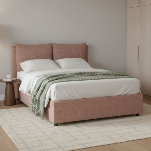 Letto Piazza e Mezza Rosa Sfoderabile Contenitore, Dimensione Materasso 120x200 cm - Diamante