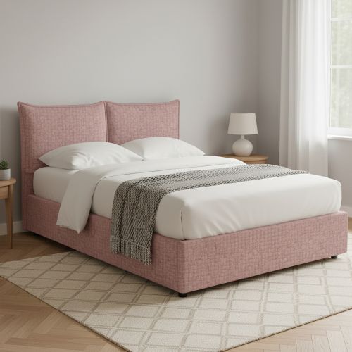 Letto Piazza e Mezza Rosa Sfoderabile Contenitore, Dimensione Materasso 120x200 cm - Marmora