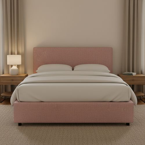 Letto Piazza e Mezza Rosa Sfoderabile Contenitore, Dimensione Materasso 120x200 cm - Noceto