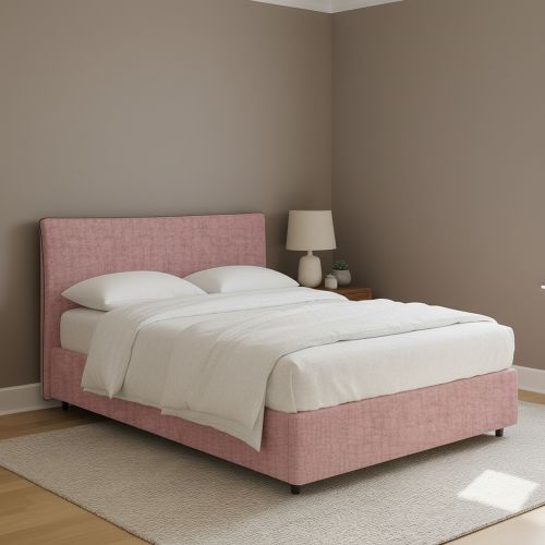 Letto Piazza e Mezza Rosa Sfoderabile Contenitore, Dimensione Materasso 120x200 cm - Silandro