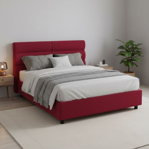 Letto Piazza e Mezza Rosso Materasso Incluso Sfoderabile, Contenitore Made in Italy - Brinzio