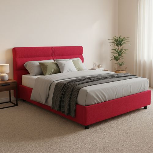 Letto Piazza e Mezza Rosso Sfoderabile Contenitore, Dimensione Materasso 120x200 cm Made in Italy - Briona