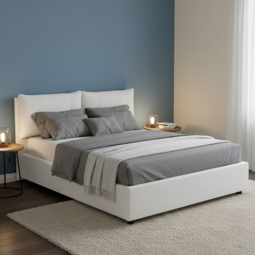 Letto piazza e mezza Rubino, adatto per materasso Cm 120x190, Bianco