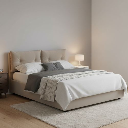 Letto piazza e mezza Rubino, adatto per materasso Cm 120x190, Tortora