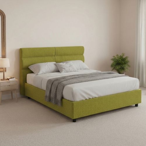 Letto Piazza e Mezza Verde Materasso Incluso Sfoderabile, Contenitore Made in Italy - Brinzio
