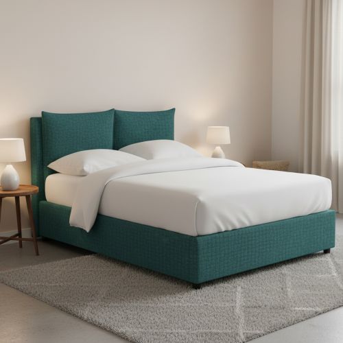 Letto Piazza e Mezza Verde Petrolio Sfoderabile Contenitore, Dimensione Materasso 120x190 cm - Erchie