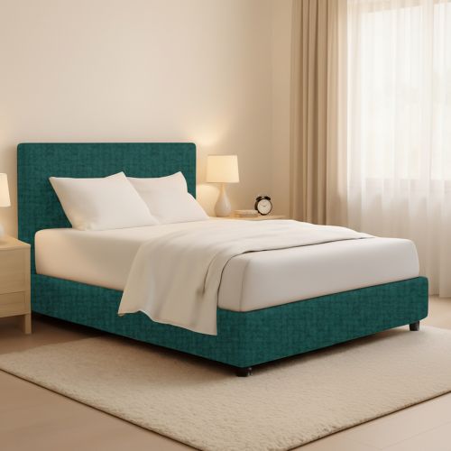 Letto Piazza e Mezza Verde Petrolio Sfoderabile Contenitore, Dimensione Materasso 120x190 cm - Medolago