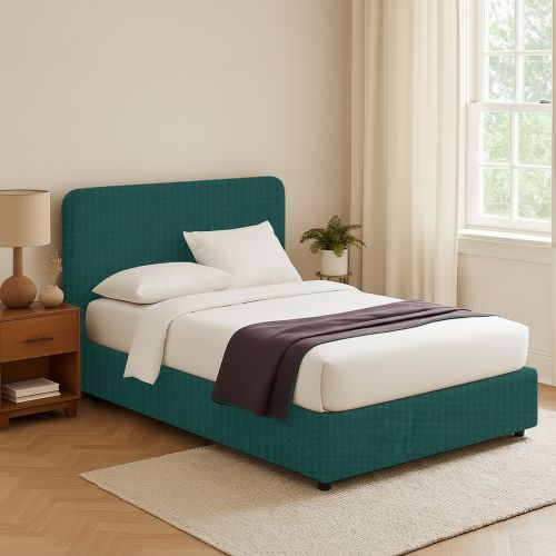 Letto Piazza e Mezza Verde Petrolio Sfoderabile Contenitore, Dimensione Materasso 120x190 cm - Rodero