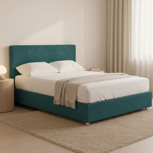Letto Piazza e Mezza Verde Petrolio Sfoderabile Contenitore, Dimensione Materasso 120x200 cm - Codevigo