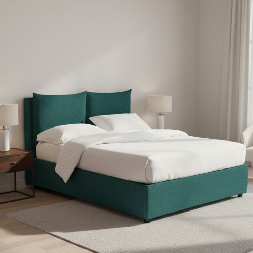 Letto Piazza e Mezza Verde Petrolio Sfoderabile Contenitore, Dimensione Materasso 120x200 cm - Diamante