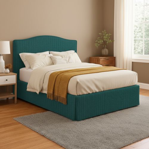 Letto Piazza e Mezza Verde Petrolio Sfoderabile Contenitore, Dimensione Materasso 120x200 cm - Pogno