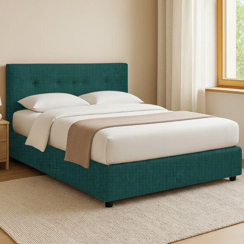 Letto Piazza e Mezza Verde Petrolio Sfoderabile Contenitore, Dimensione Materasso 120x200 cm - Pollutri