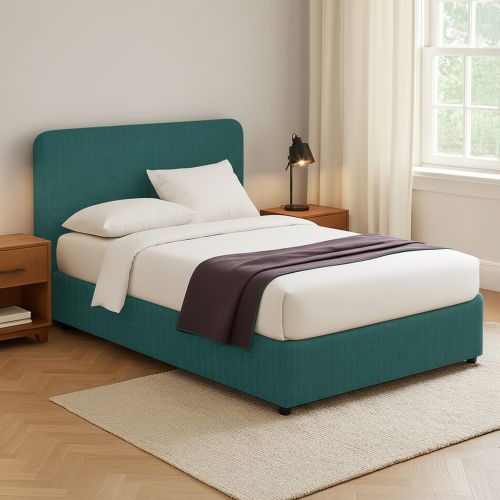 Letto Piazza e Mezza Verde Petrolio Sfoderabile Contenitore, Dimensione Materasso 120x200 cm - Rezzago