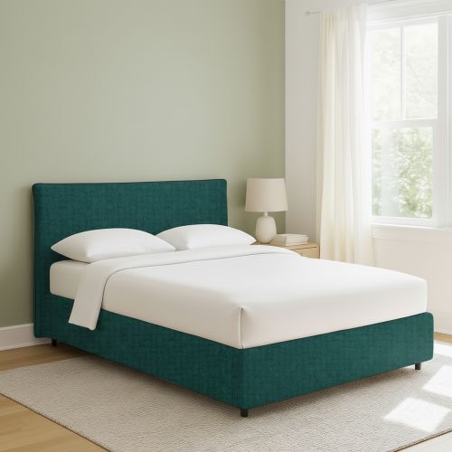 Letto Piazza e Mezza Verde Petrolio Sfoderabile Contenitore, Dimensione Materasso 120x200 cm - Silandro