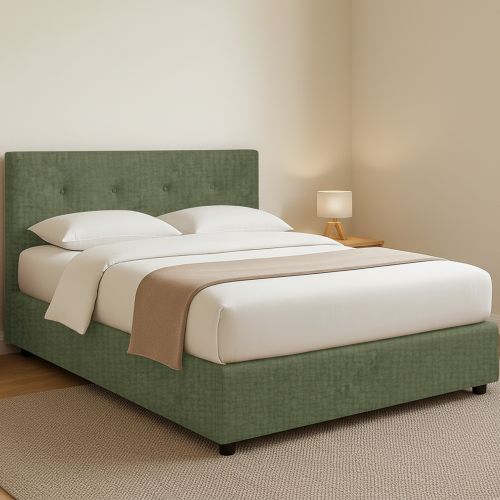 Letto Piazza e Mezza Verde Sfoderabile Contenitore, Dimensione Materasso 120x190 cm - Dogliola