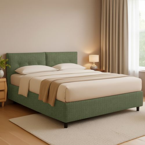 Letto Piazza e Mezza Verde Sfoderabile Contenitore, Dimensione Materasso 120x190 cm - Forli
