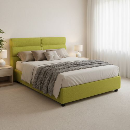 Letto Piazza e Mezza Verde Sfoderabile Contenitore, Dimensione Materasso 120x190 cm Made in Italy - Brivio