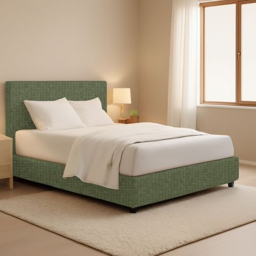 Letto Piazza e Mezza Verde Sfoderabile Contenitore, Dimensione Materasso 120x190 cm - Medolago