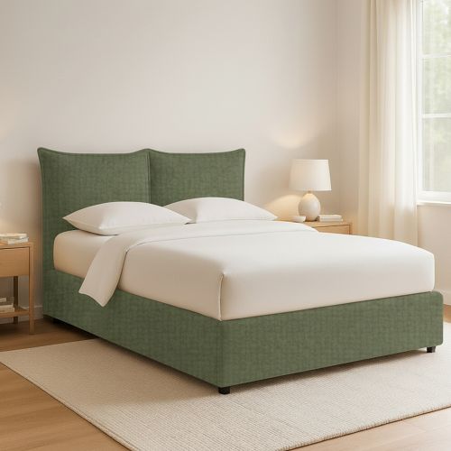 Letto Piazza e Mezza Verde Sfoderabile Contenitore, Dimensione Materasso 120x190 cm - Rabbi