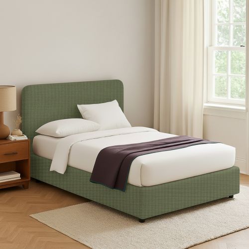 Letto Piazza e Mezza Verde Sfoderabile Contenitore, Dimensione Materasso 120x190 cm - Rodero