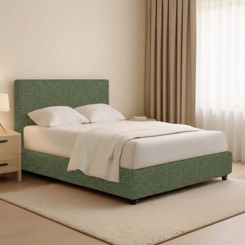 Letto Piazza e Mezza Verde Sfoderabile Contenitore, Dimensione Materasso 120x200 cm - Codevigo