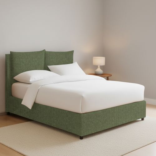 Letto Piazza e Mezza Verde Sfoderabile Contenitore, Dimensione Materasso 120x200 cm - Diamante