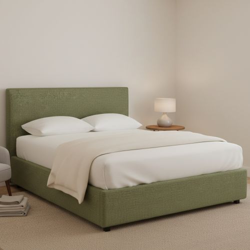 Letto Piazza e Mezza Verde Sfoderabile Contenitore, Dimensione Materasso 120x200 cm - Noceto