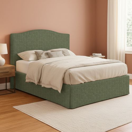 Letto Piazza e Mezza Verde Sfoderabile Contenitore, Dimensione Materasso 120x200 cm - Pogno