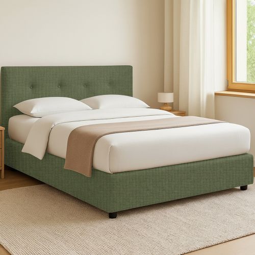 Letto Piazza e Mezza Verde Sfoderabile Contenitore, Dimensione Materasso 120x200 cm - Pollutri