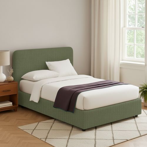 Letto Piazza e Mezza Verde Sfoderabile Contenitore, Dimensione Materasso 120x200 cm - Rezzago
