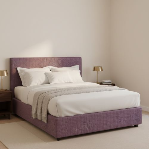 Letto Piazza e Mezza Viola Lilla Sfoderabile Contenitore, Dimensione Materasso 120x190 cm - Ciconio