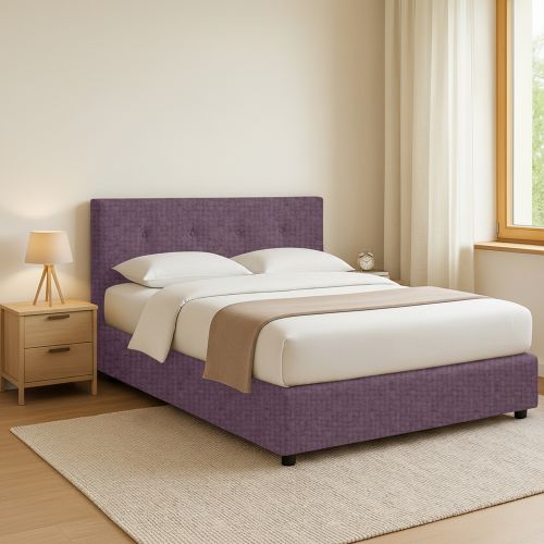 Letto Piazza e Mezza Viola Lilla Sfoderabile Contenitore, Dimensione Materasso 120x190 cm - Dogliola