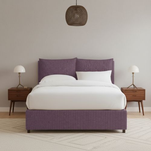Letto Piazza e Mezza Viola Lilla Sfoderabile Contenitore, Dimensione Materasso 120x190 cm - Erchie