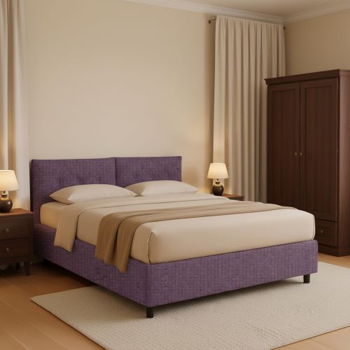 Letto Piazza e Mezza Viola Lilla Sfoderabile Contenitore, Dimensione Materasso 120x190 cm - Forli