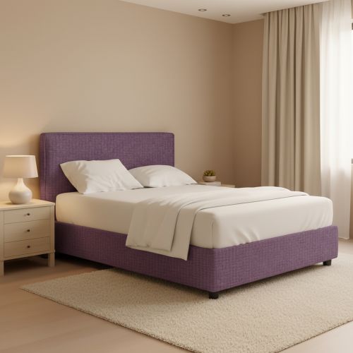 Letto Piazza e Mezza Viola Lilla Sfoderabile Contenitore, Dimensione Materasso 120x190 cm - Medolago