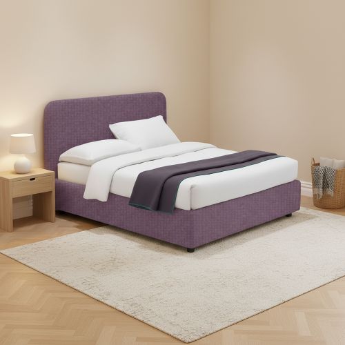 Letto Piazza e Mezza Viola Lilla Sfoderabile Contenitore, Dimensione Materasso 120x190 cm - Rodero