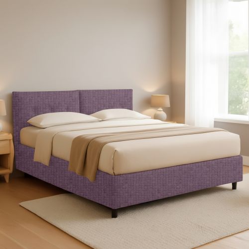 Letto Piazza e Mezza Viola Lilla Sfoderabile Contenitore, Dimensione Materasso 120x200 cm - Concesio