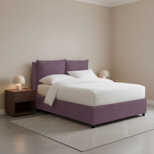 Letto Piazza e Mezza Viola Lilla Sfoderabile Contenitore, Dimensione Materasso 120x200 cm - Diamante
