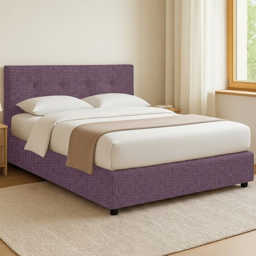 Letto Piazza e Mezza Viola Lilla Sfoderabile Contenitore, Dimensione Materasso 120x200 cm - Pollutri